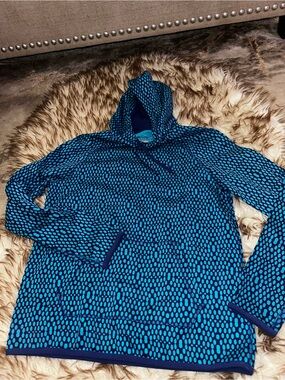 Blue Dot Pattern Hooded Pullover